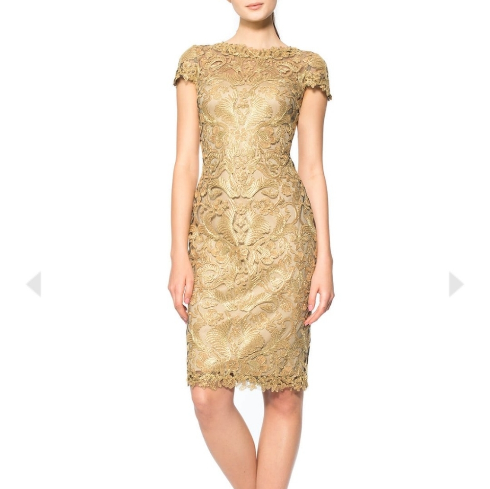 Tadashi Shoji gold dress size 10